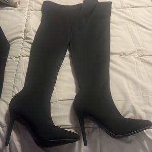 Black stretch high boot by Anne Michelle